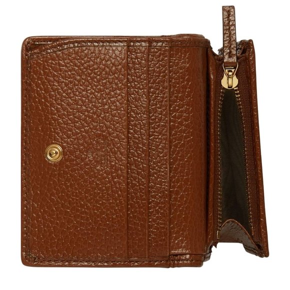 Gucci Horsebit 1955 GG Card Case Wallet Brown Leather Denim Italy New - Picture 5 of 6